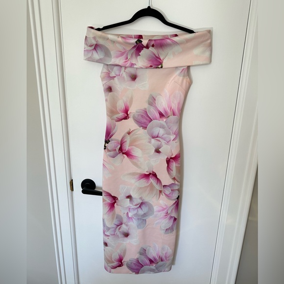 Henry Hunt Off Shoulder Roxanne Bardot Midi Dress (size 8) - Picture 3 of 10